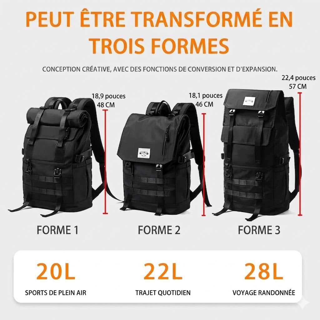 Sac à Dos Voyage Evolutif 40L - Modulable, Résistant & Pratique