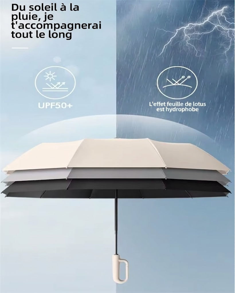 Parapluie de Voyage Ultra-Résistant à Poignée Mousqueton