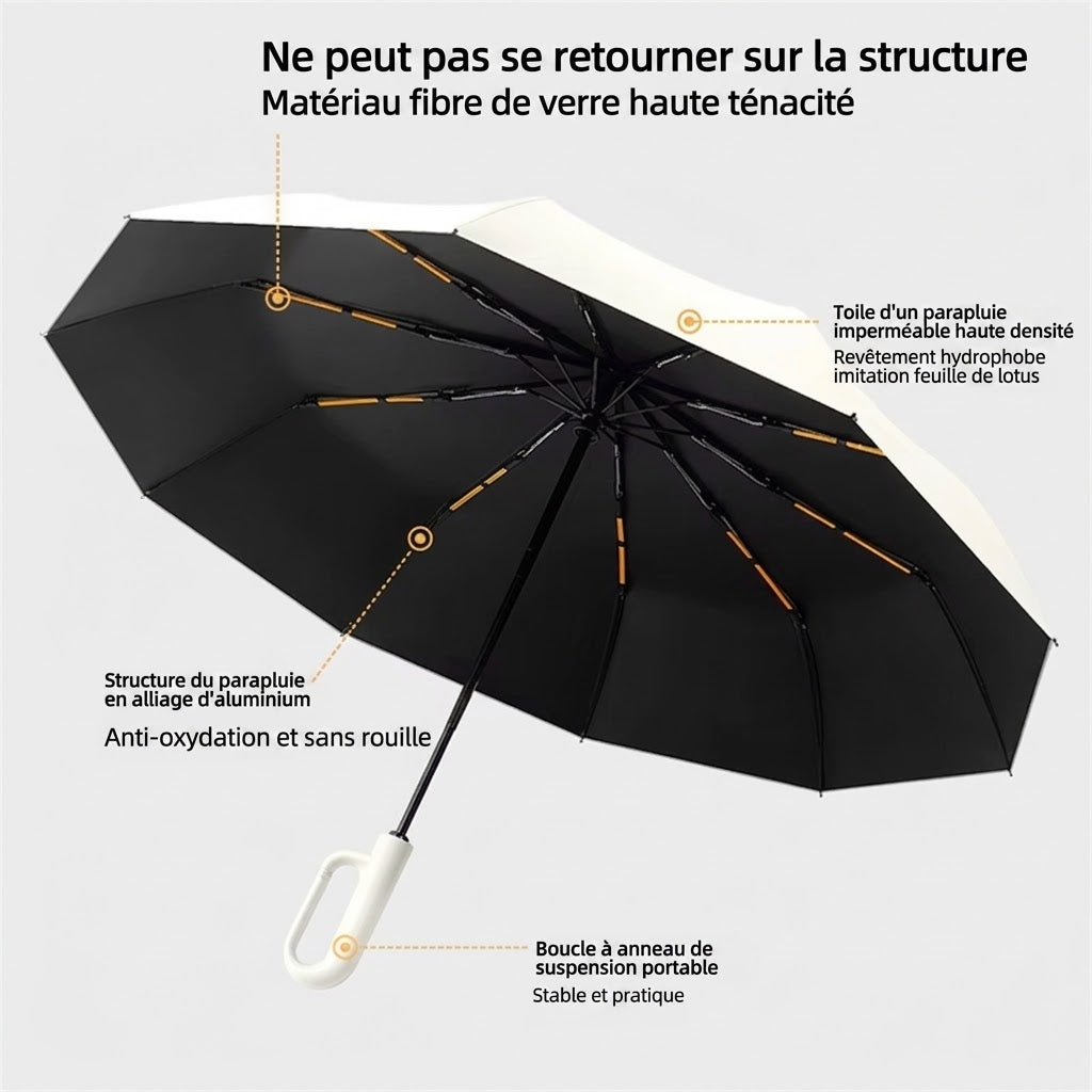 Parapluie de Voyage Ultra-Résistant à Poignée Mousqueton