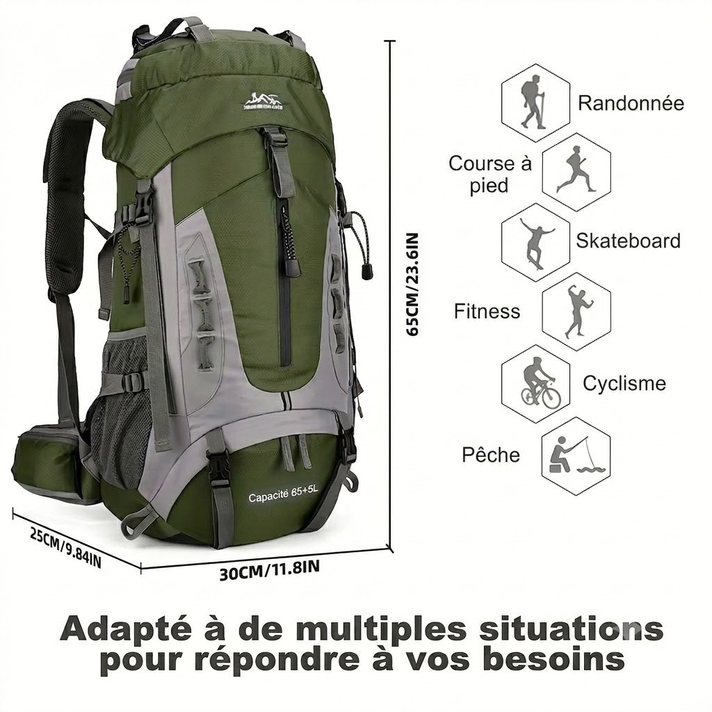 Large volume 70L hiking backpack