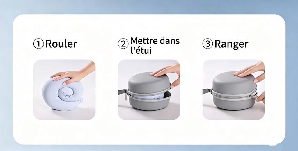 Coussin de Voyage Ergonomique avec Capuche & Étui Compact