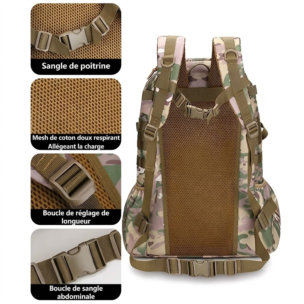 Sac à Dos Tactique Camouflage  - Pratique & Discret