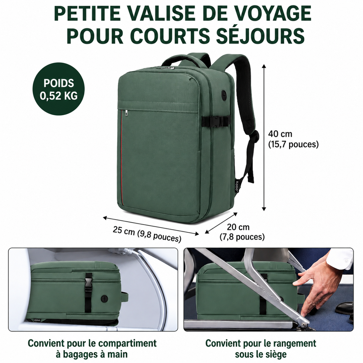Sac à Dos Cabine 35L - 40x25x20cm