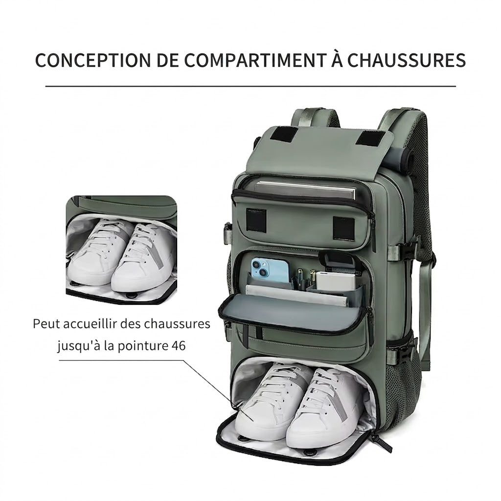 Sac à Dos de Voyage 40L - Compatible Avion & Grande Capacité