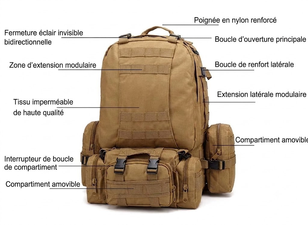 4-in-1 50L Modular Tactical Backpack