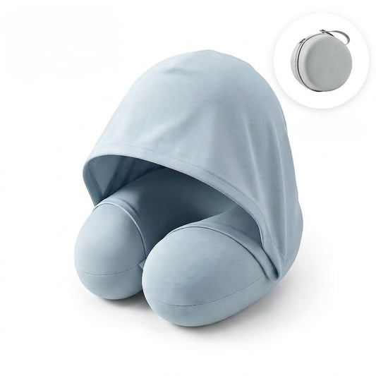 Coussin de Voyage Ergonomique avec Capuche & Étui Compact