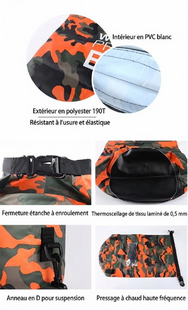 Sac à Dos Imperméable Camouflage 10L et 15L - Protection Totale Contre la Pluie