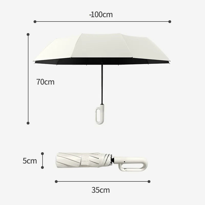 Parapluie de Voyage Ultra-Résistant à Poignée Mousqueton