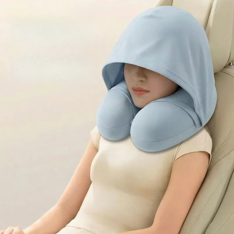 Coussin de Voyage Ergonomique avec Capuche & Étui Compact