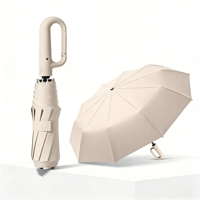 Parapluie de Voyage Ultra-Résistant à Poignée Mousqueton