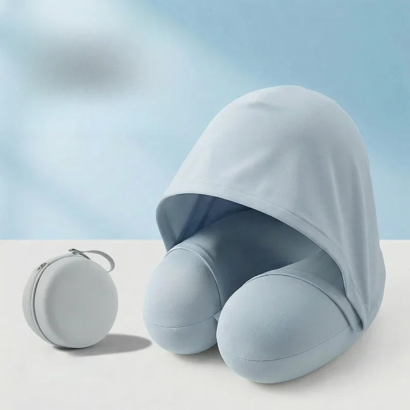 Coussin de Voyage Ergonomique avec Capuche & Étui Compact