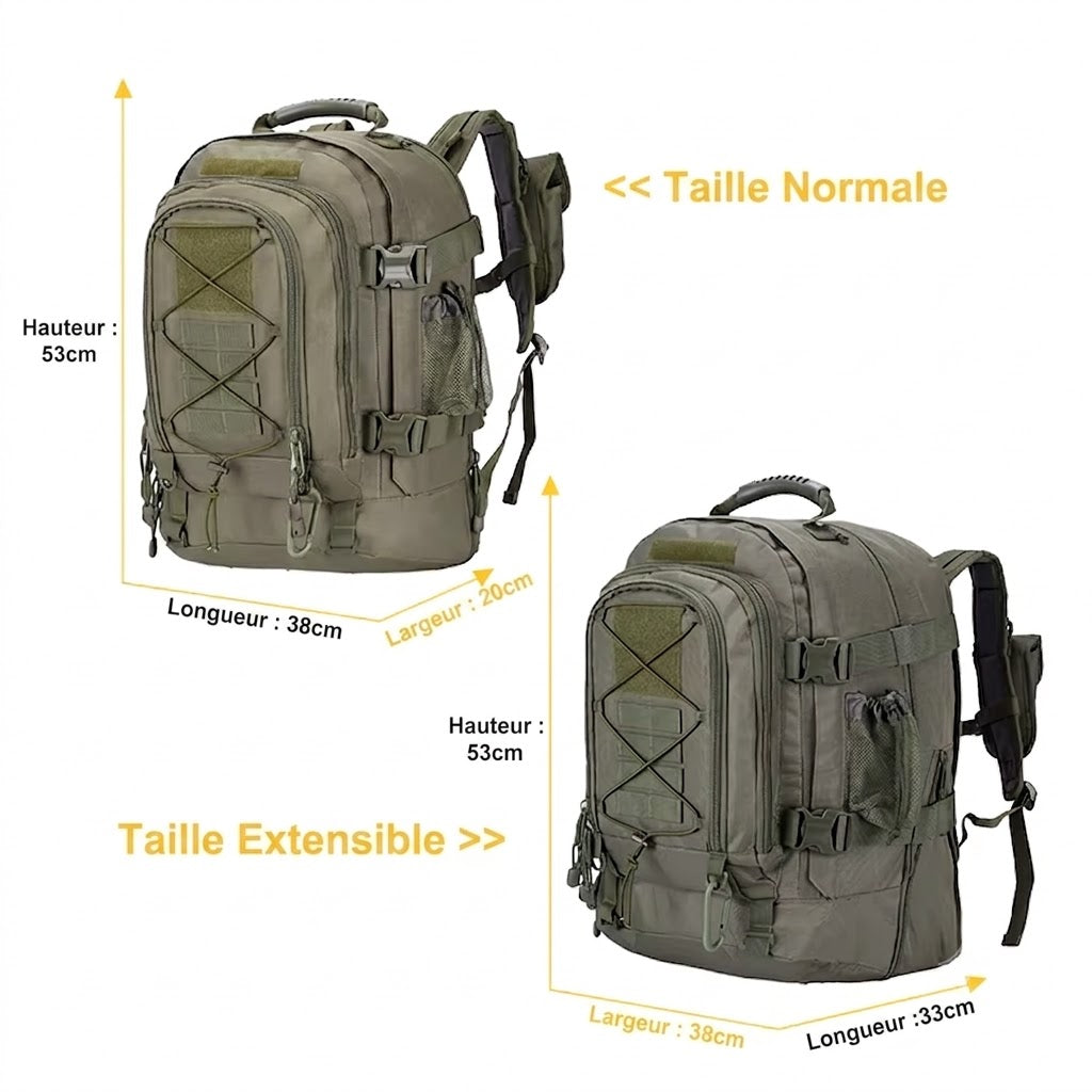 Sac à Dos Tactique 60L - Polyvalent & Robuste