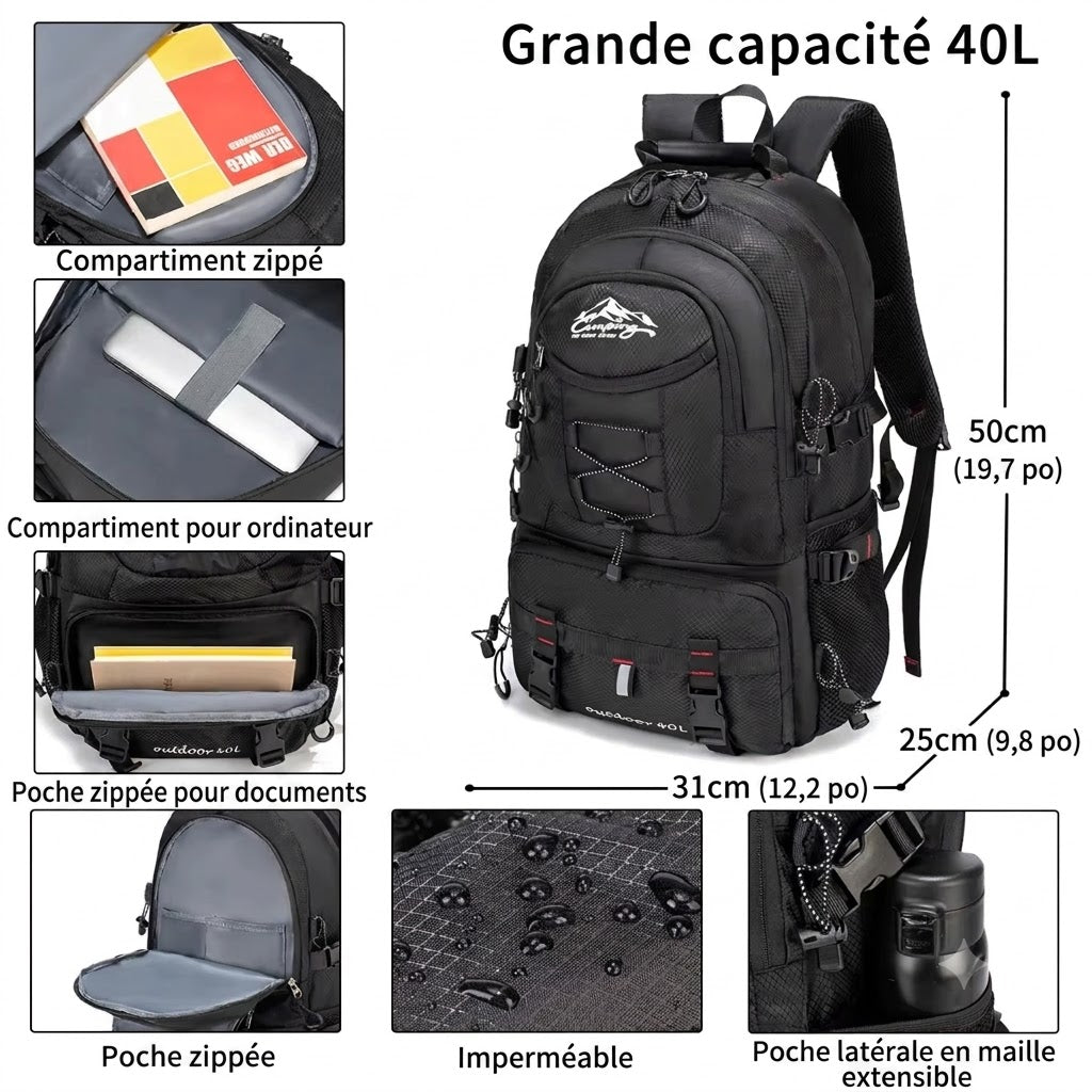 Sac à Dos Randonnée 40L - Ergonomique & Confortable