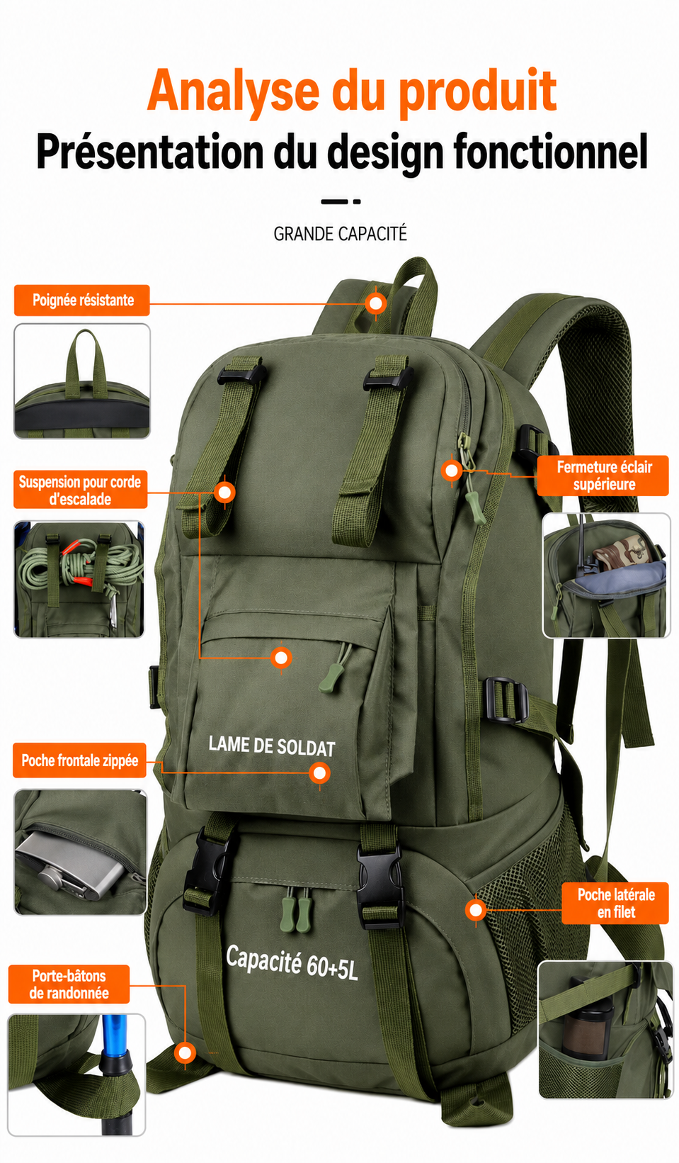 Sac à Dos Trekking 45L - Votre Compagnon pour Toutes les Randonnées
