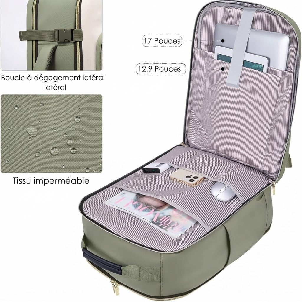 Sac à Dos de Voyage Cabine 40L Multifonction – Idéal Court Séjour