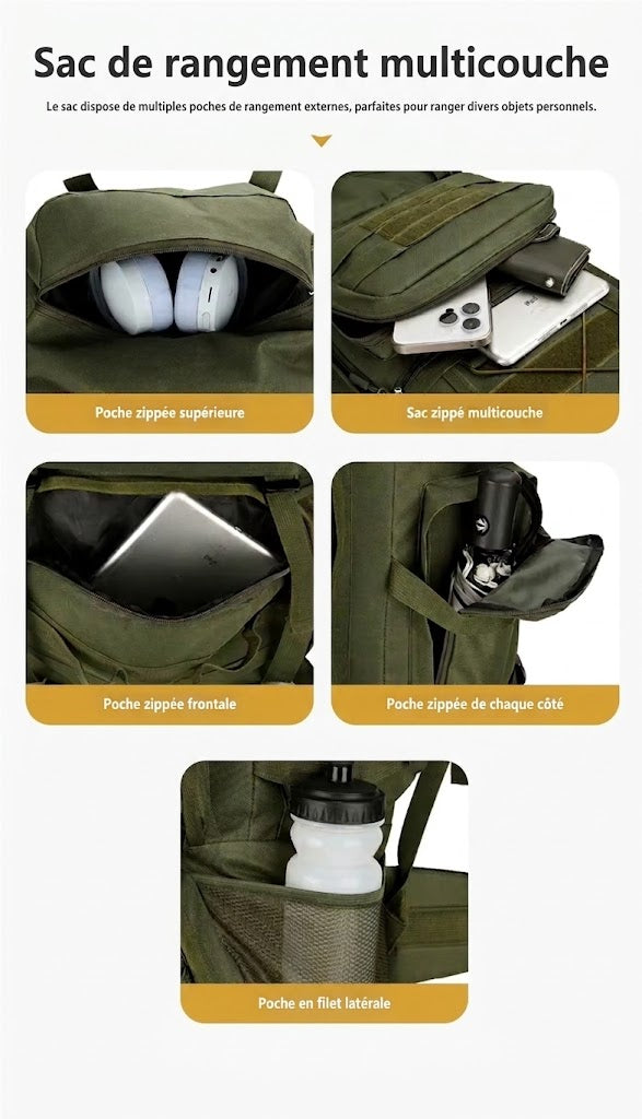 Sac à Dos Tactique Pro 80L - Conception Robuste & Ergonomique