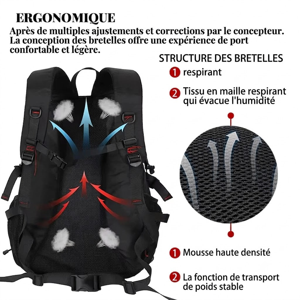 Sac à Dos Randonnée 40L - Ergonomique & Confortable