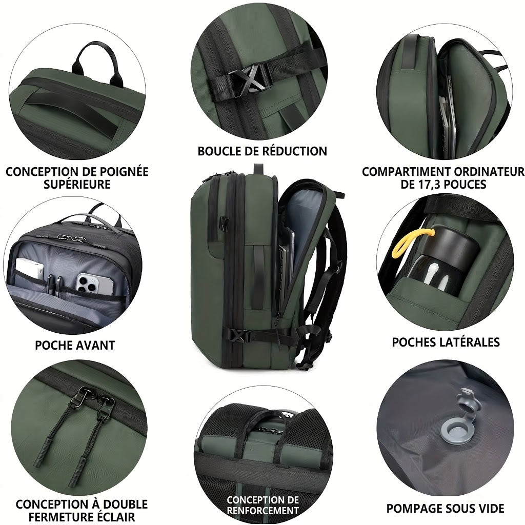 Sac à Dos Voyage Extensible 39L avec Compression sous Vide